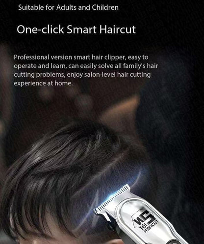 Silver Professional Cordless Hair Clippers - USB Rechargeable Trimmer with LED Display for Barbers & Home Grooming