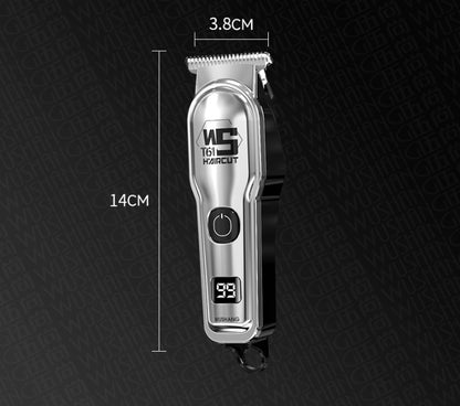 Silver Professional Cordless Hair Clippers - USB Rechargeable Trimmer with LED Display for Barbers & Home Grooming