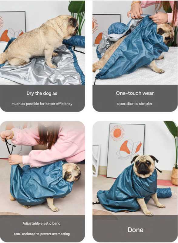 Portable Pet Grooming Dryer Bag - Hands-Free Quick-Drying Coat for Dogs & Cats After Bath(Size S)