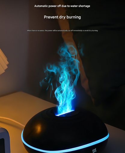 Wood grain Mini USB Aromatherapy Diffuser with Flame Projection - Portable Humidifier for Home and Car Use