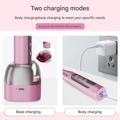 Grey Professional Electric Nail Drill Kit - 6-Speed 18000RPM Rechargeable Manicure & Pedicure File for Polishing, Grinding & Gel Removal