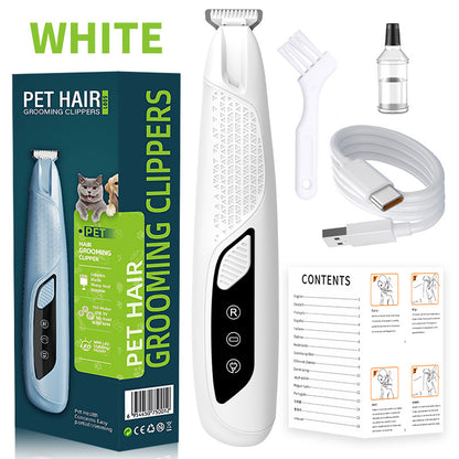 White Precision Pet Paw Trimmer - Waterproof & Rechargeable Grooming Clipper for Dog & Cat Paws, Eyes, and Ears
