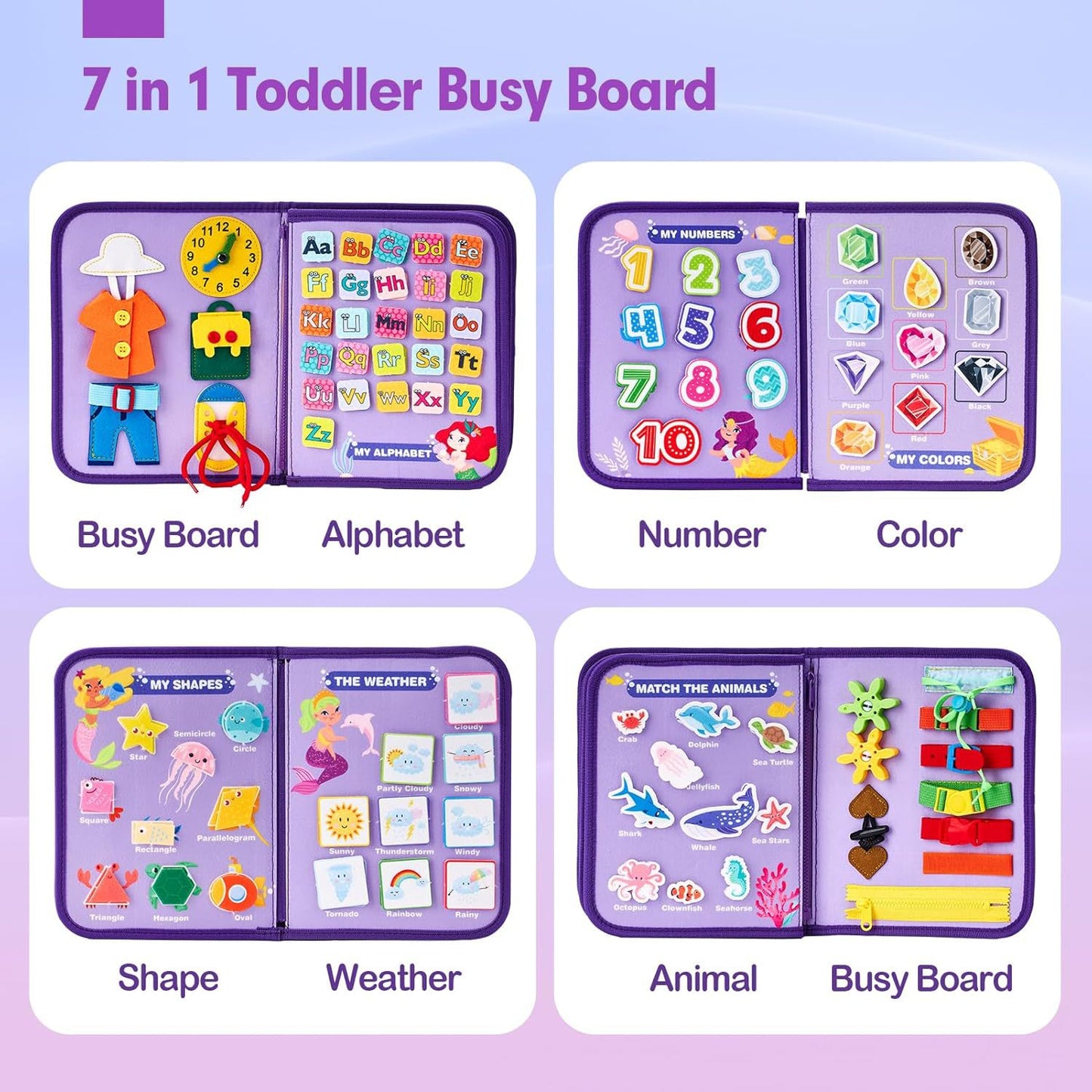 Pink Early Education Learning Board - Felt Activity Board for Toddlers