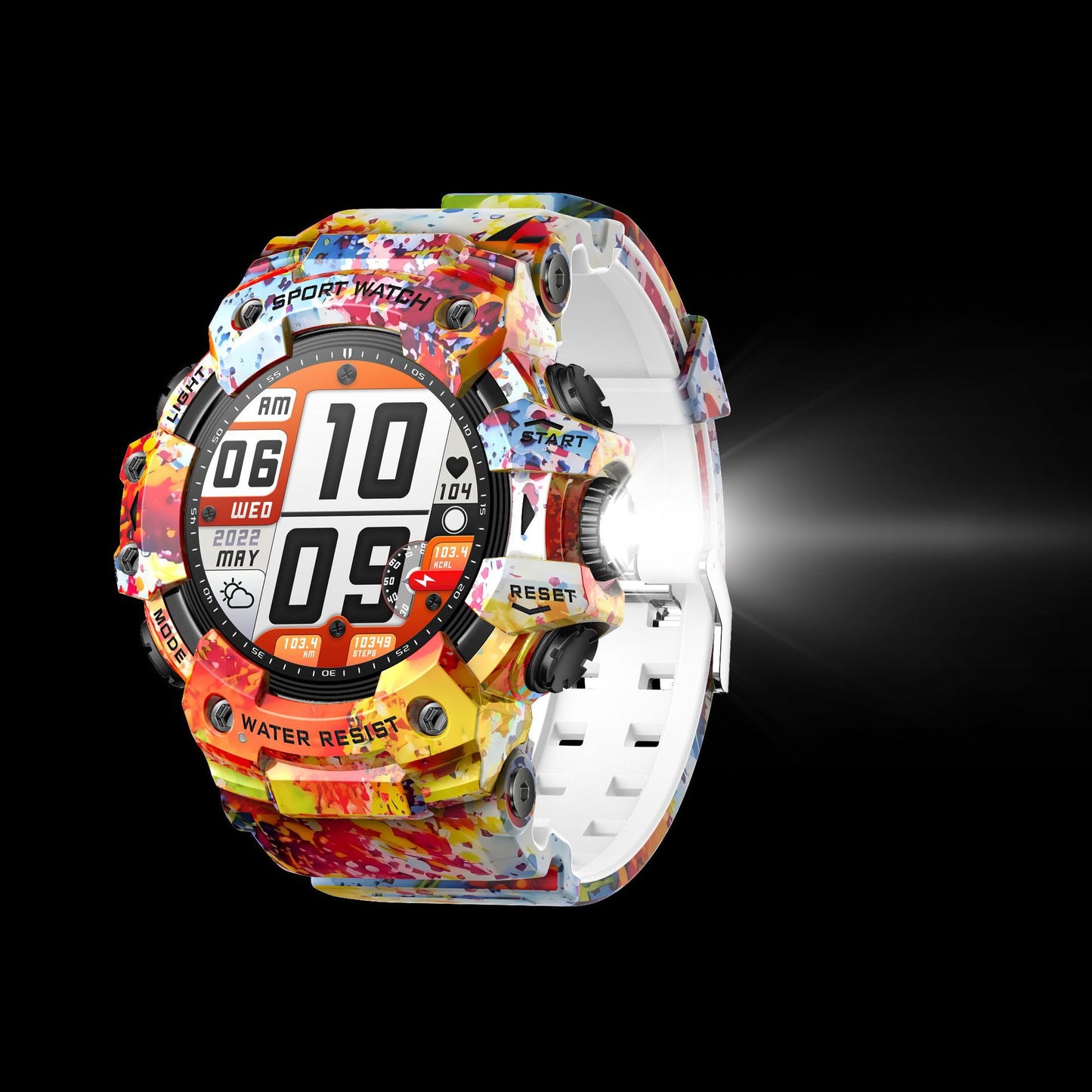 Rugged Outdoor Sport Smartwatch - HD Display, Compass, Flashlight, 100+ Sports Modes, Health Monitoring & Bluetooth Calls(Illusion pink)