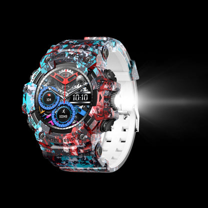 Rugged Outdoor Sport Smartwatch - HD Display, Compass, Flashlight, 100+ Sports Modes, Health Monitoring & Bluetooth Calls(Illusion blue)