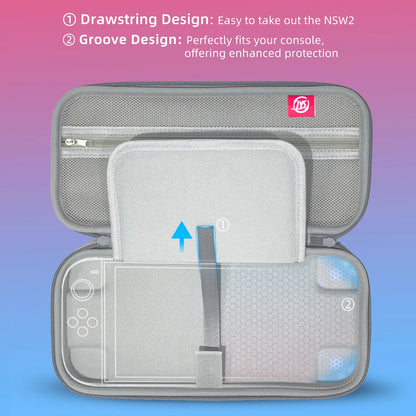 Portable Hard Shell Travel Case for Nintendo Switch/Switch Lite/OLED - Game Card Slots & Accessory Pocket(Gradient pink and green)