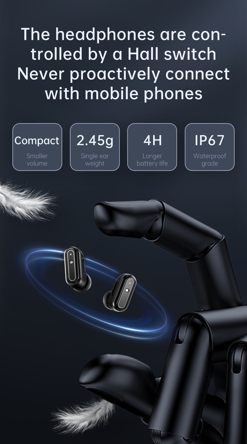 2-in-1 Smartwatch with Built-in TWS Earphones - IP67 Waterproof, Health Monitoring & CNC Metal Design(Black leather)