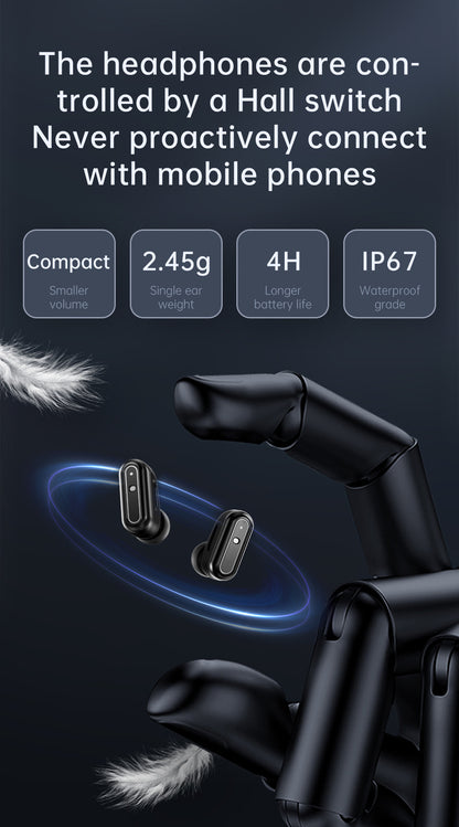 2-in-1 Smartwatch with Built-in TWS Earphones - IP67 Waterproof, Health Monitoring & CNC Metal Design(Black leather)