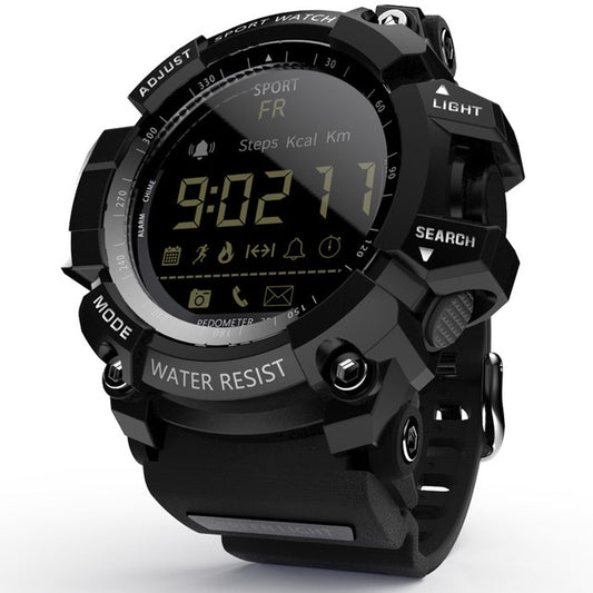 Rugged Sports Smartwatch - 50M Waterproof, 24H 3D Pedometer, Bluetooth Notifications & Long Battery Life(Black with white text)