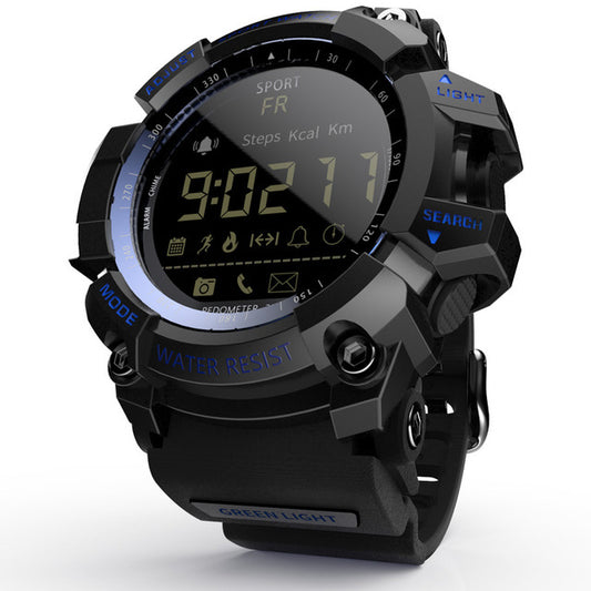 Rugged Sports Smartwatch - 50M Waterproof, 24H 3D Pedometer, Bluetooth Notifications & Long Battery Life(Black with blue text)