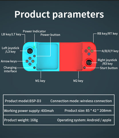 Portable Telescopic Mobile Game Controller - Bluetooth 5.0, iOS/Android/PC Compatible, 400mAh Battery(white)