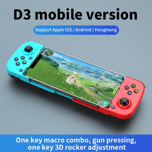 Portable Telescopic Mobile Game Controller - Bluetooth 5.0, iOS/Android/PC Compatible, 400mAh Battery(blue and red)
