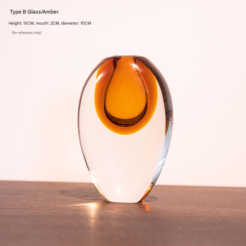Artistic Teardrop Glass Vase - Handcrafted Glazed Finish for Hydroponics & Floral Decor(amber)