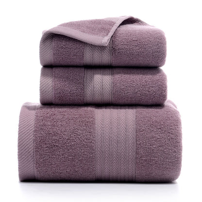 Premium Long-Staple Cotton Towel Set - 2 Hand Towels & 1 Bath Towel Gift Bundle(purple)
