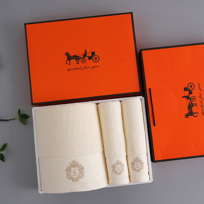 Premium Absorbent Cotton Towel Set - Soft Bath & Hand Towels with Double-Sided Plush(yellow)