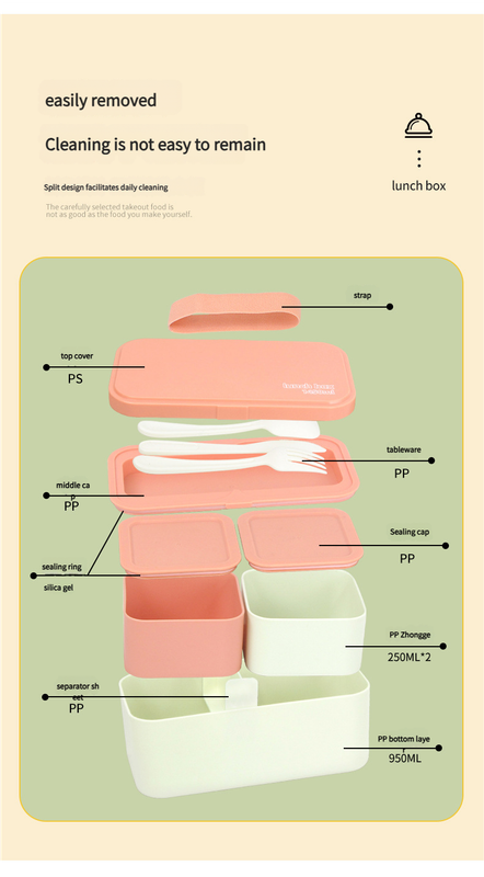 Eco - Friendly Lunch Box - Portable with Compartments(pink)