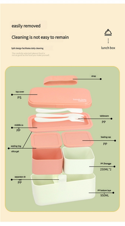 Eco - Friendly Lunch Box - Portable with Compartments(pink)