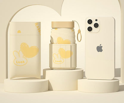 Ultra-Compact 7-Fold Folding Umbrella - UPF50+ Sun Protection & Portable Clip Design(Beige)