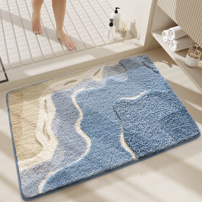 Premium Bath Mat with 8X Water Absorption & Non-Slip Base(Blue Ocean)