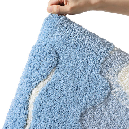 Premium Bath Mat with 8X Water Absorption & Non-Slip Base(Blue Ocean)