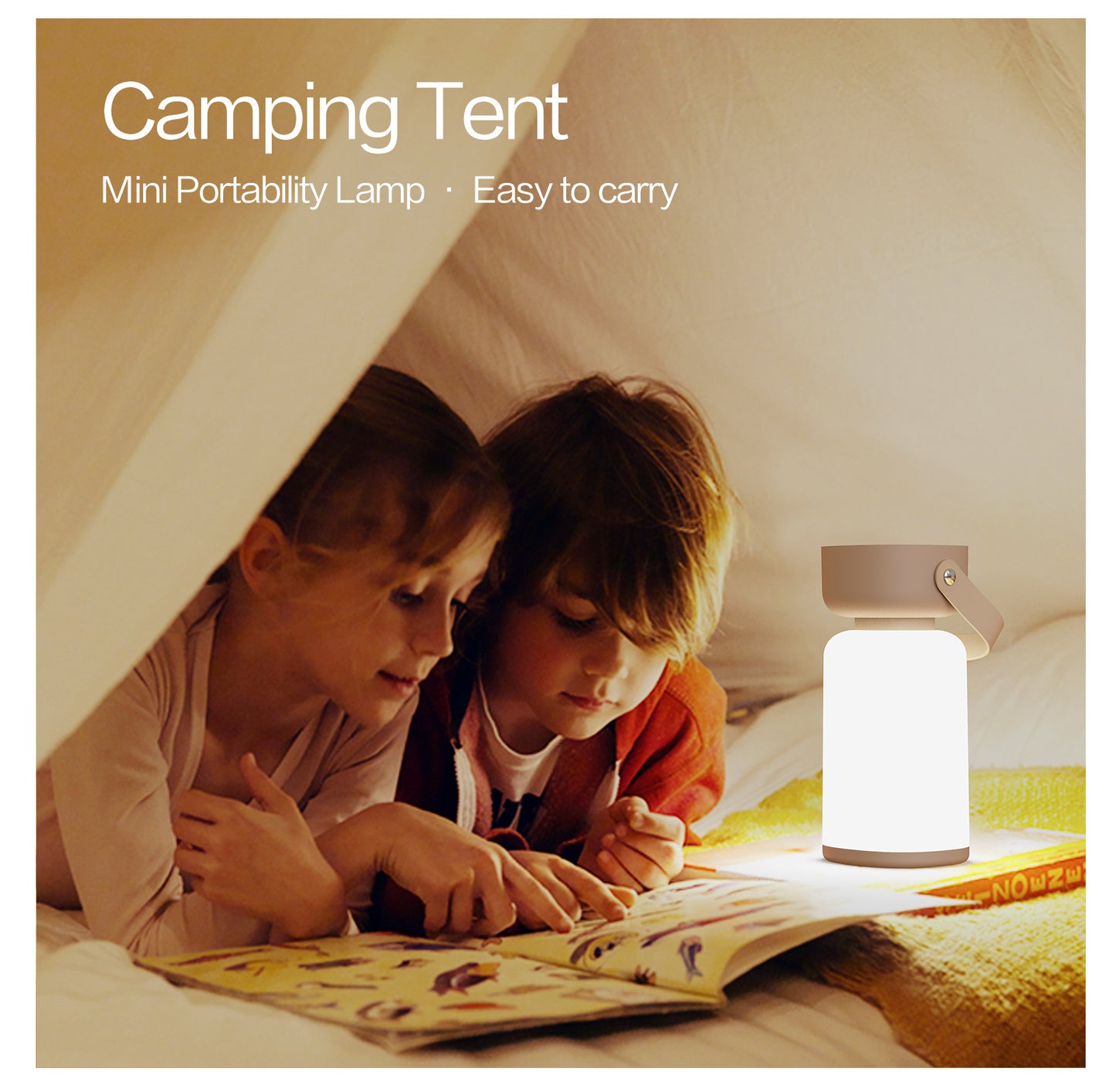 Portable LED Outdoor Camping Lantern - USB Rechargeable, 1200mAh Battery, Emergency Light(Brown)