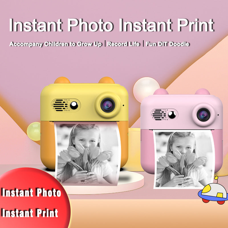 Kids Instant Print Digital Camera with 180°  Flip Lens - 24MP Photos, 720P Video & Doodle Fun(pink)