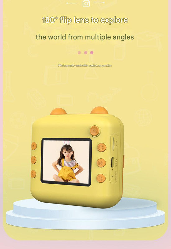Kids Instant Print Digital Camera with 180°  Flip Lens - 24MP Photos, 720P Video & Doodle Fun(pink)