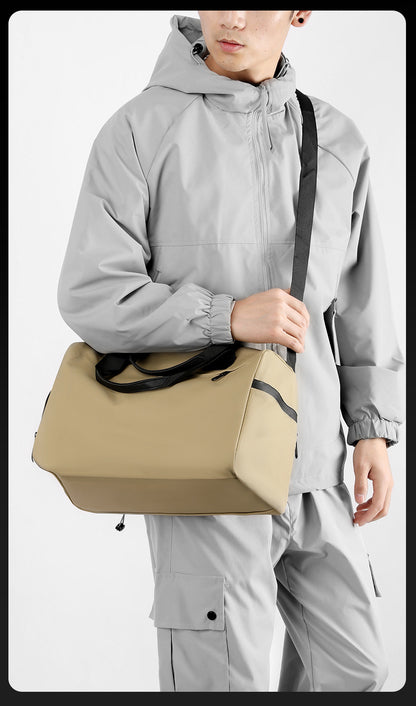 Large Capacity Travel Duffel Bag with Shoe Compartment & Wet Pocket - Multi-Purpose Gym & Weekend Bag(Khaki)