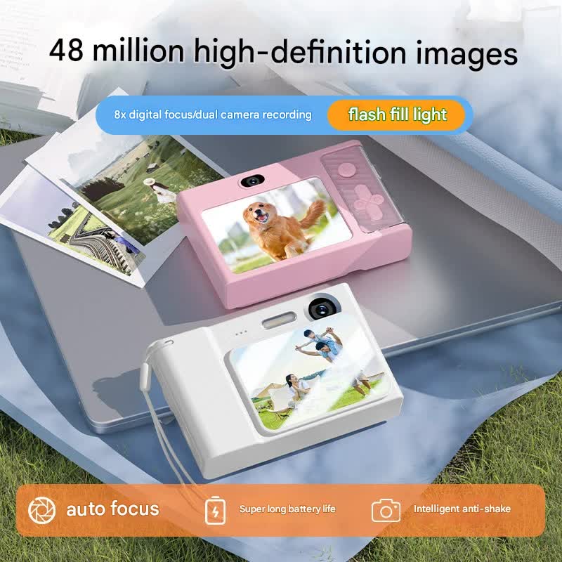 48MP Digital Camera for Kids & Beginners - 1080P Vlogging, 8x Zoom, Filters & Games(grey)