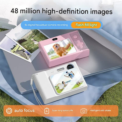 48MP Digital Camera for Kids & Beginners - 1080P Vlogging, 8x Zoom, Filters & Games(grey)