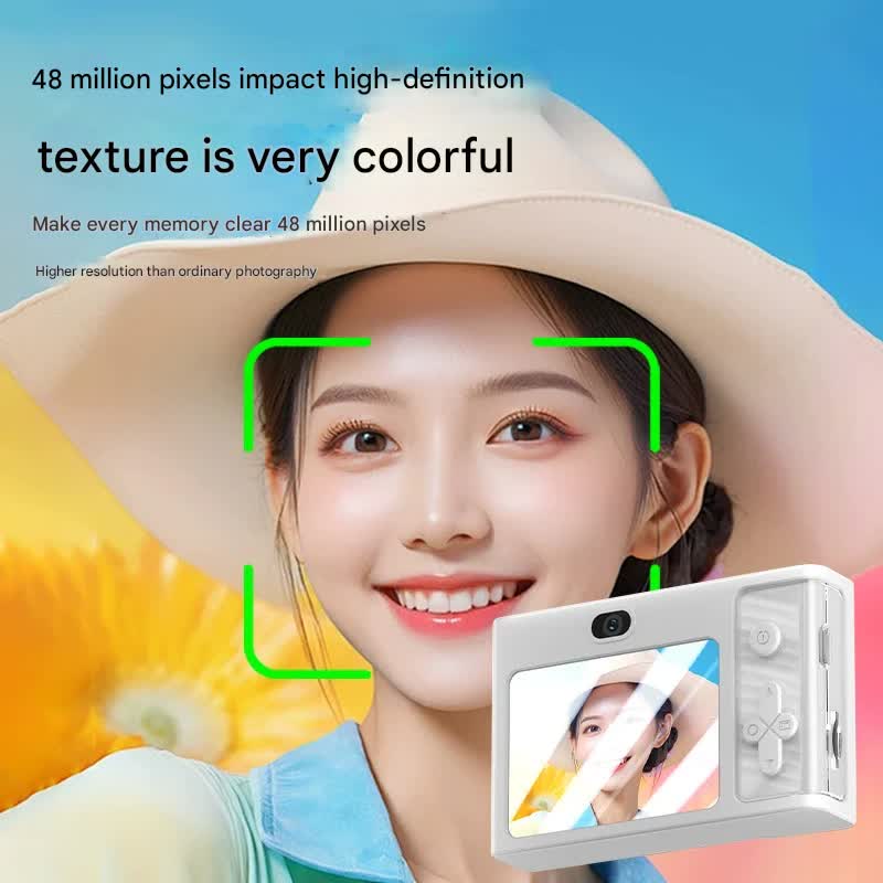 48MP Digital Camera for Kids & Beginners - 1080P Vlogging, 8x Zoom, Filters & Games(grey)