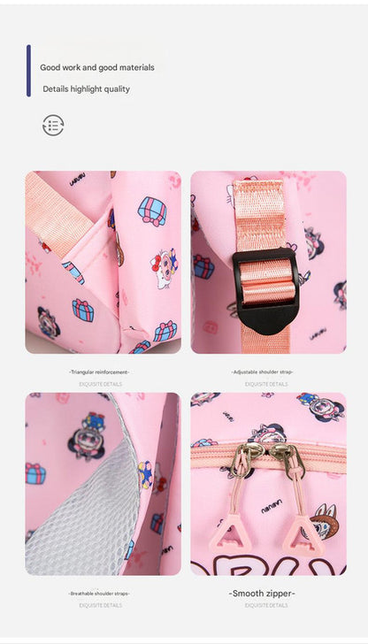 Kids Cartoon Character 3-Piece Backpack Set - Lightweight School Bag with Lunch Bag & Pencil Case(Pink)