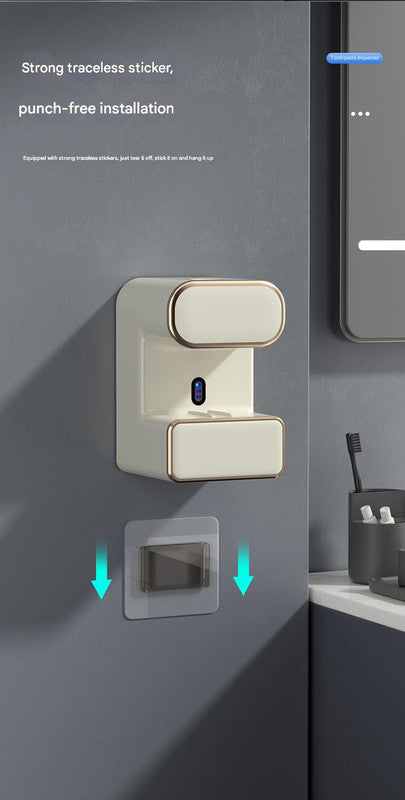 Automatic Toothpaste Dispenser with UVC Toothbrush Sterilizer & Holder - Wall Mounted, Rechargeable(Grey)