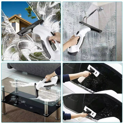 Cordless Window & Surface Vacuum Cleaner Kit - Rechargeable, Streak-Free Squeegee with Spray Bottle(White)