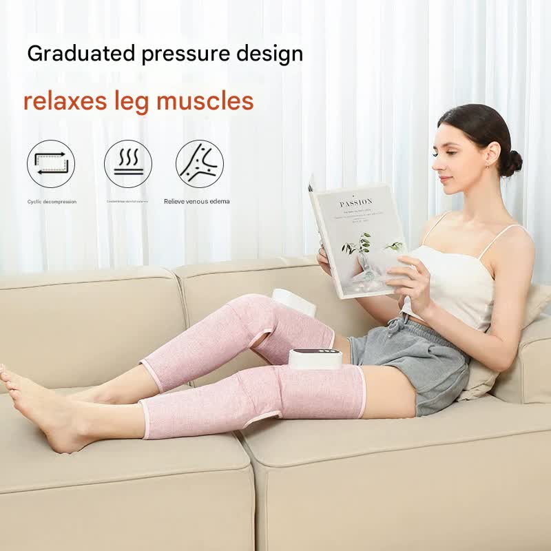 Rechargeable Air Compression Leg Massager with Heat Therapy for Knee & Calf Relief(grey-Double)