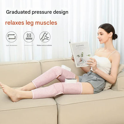 Rechargeable Air Compression Leg Massager with Heat Therapy for Knee & Calf Relief(grey-Double)