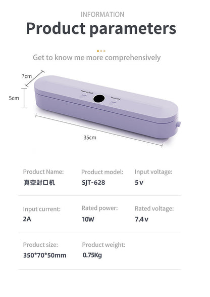 Wireless Portable Vacuum Sealing Machine - Automatic Food Sealer with LCD Display & Dual Modes(White)