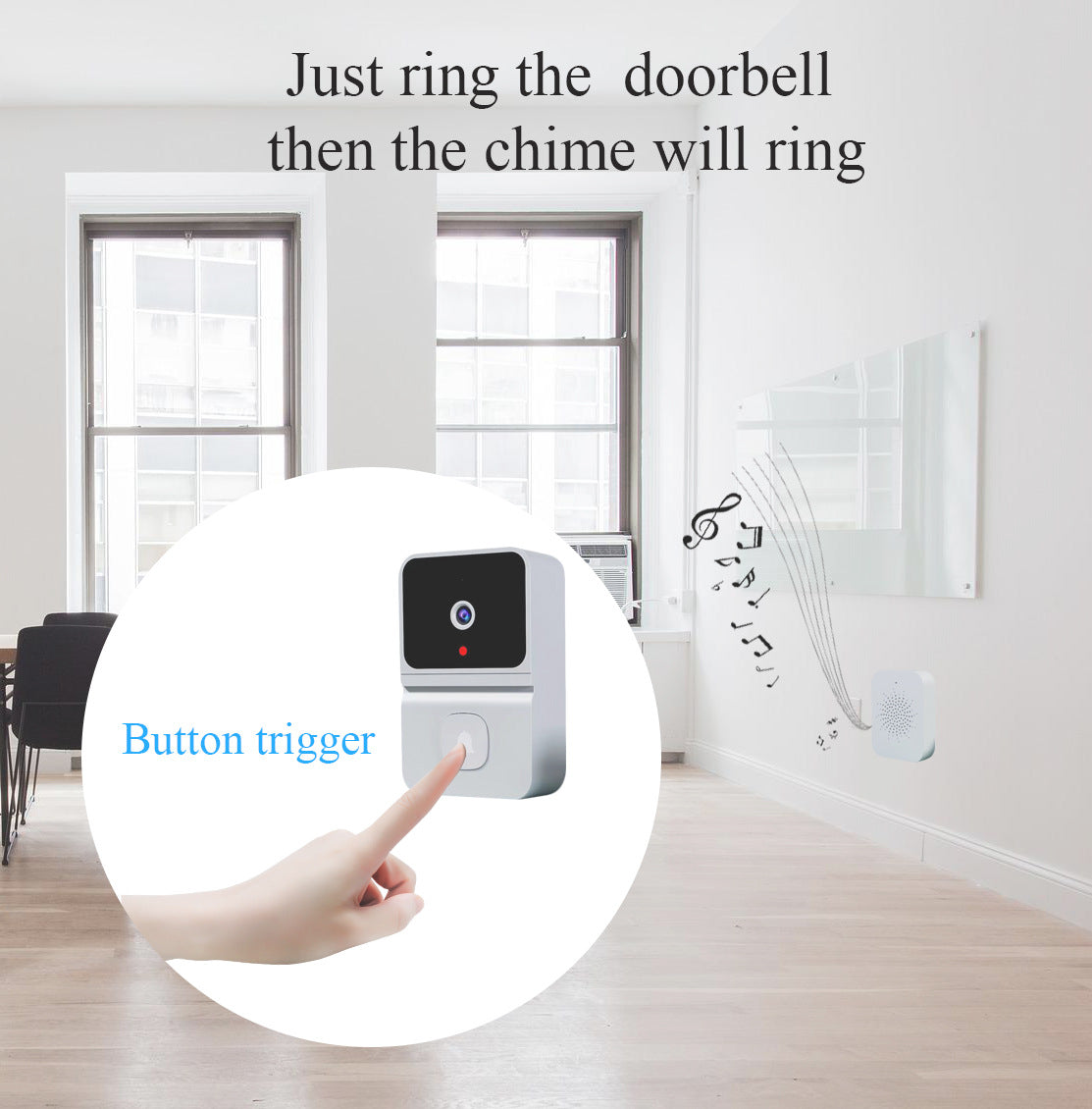 Mini Smart Video Doorbell - 480P Wide-Angle Lens, Two-Way Audio & Night Vision(white)