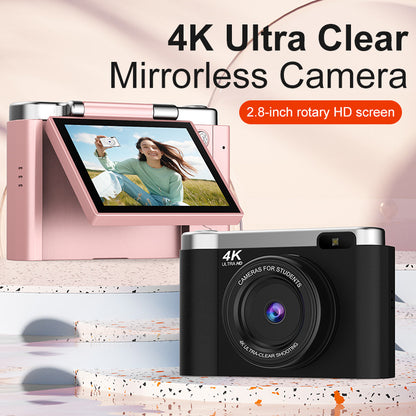 4K Ultra HD Digital Camera - 75MP, 2.8-inch Rotatable Screen, Auto Focus & Built-in Flash(white)