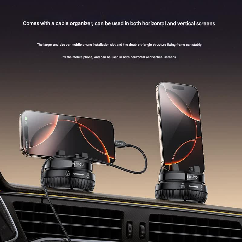 Universal Car Dashboard Phone Holder with Rotary Suction Cup & 360° Rotation(black)