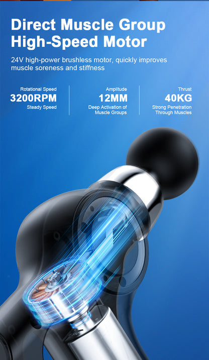 Professional Deep Tissue Percussion Massage Gun - 30 Speeds, 6 Heads & LCD Touch Screen(black)