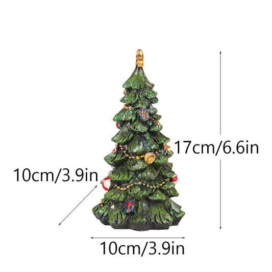 Miniature Decorated Christmas Tree Tabletop Ornament - Holiday Village Display Decoration(brown)