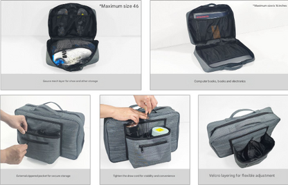 Heather Grey Versatile Travel Organizer Bag with Luggage Sleeve - Portable Carry-On for Laptop, Shoes & Accessories