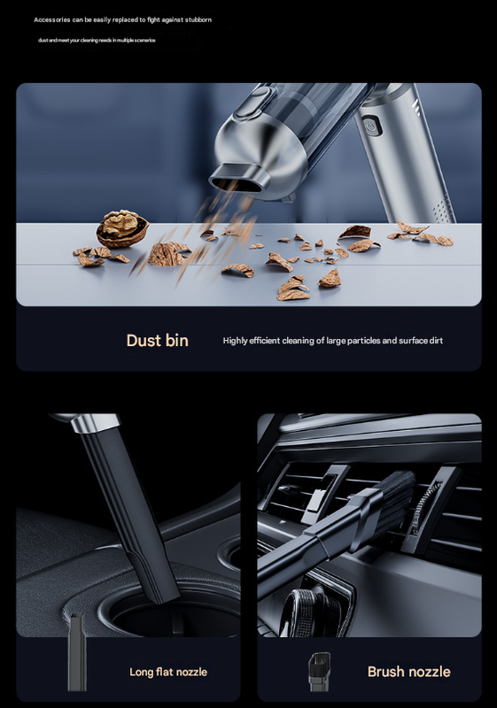 Silver and Purple 4-in-1 Cordless Handheld Vacuum Cleaner - Powerful 16KPa Suction with Brushless Motor, Blower & Air Pump