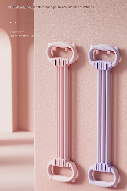 Green Adjustable Resistance Chest Expander with 6 Levels - Cute Cat Ear Puller for Full Body Workout