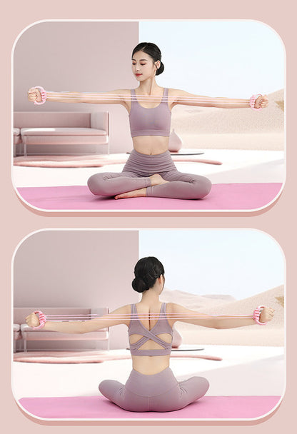 Green Adjustable Resistance Chest Expander with 6 Levels - Cute Cat Ear Puller for Full Body Workout