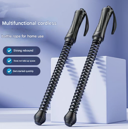 Black Cordless Battle Ropes - Heavy Duty Spring Steel Power Trainers for Full Body Strength & Cardio Workout