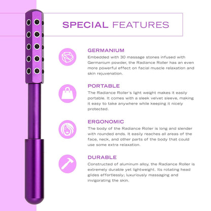 Black Germanium Stone Facial Roller - Uplifting & Sculpting Beauty Massager for Face and Body