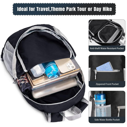 Black Ultra Lightweight Foldable Backpack Packable Daypack Compact Travel Rucksack with Mesh Pockets Ideal for Outdoor Adventures