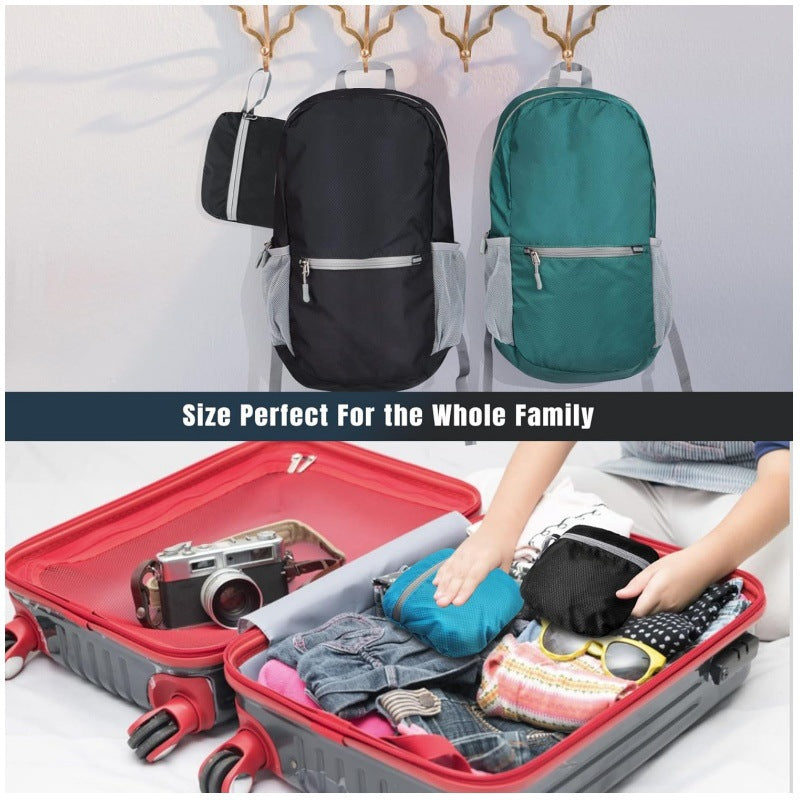 Black Ultra Lightweight Foldable Backpack Packable Daypack Compact Travel Rucksack with Mesh Pockets Ideal for Outdoor Adventures